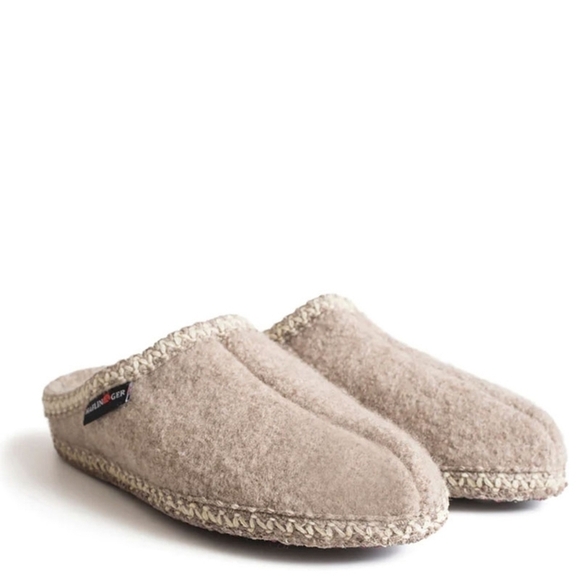 Haflinger AS Classic Natural Oatmeal Beige Boiled Wool Cozy House Slippers 45 - Picture 1 of 8